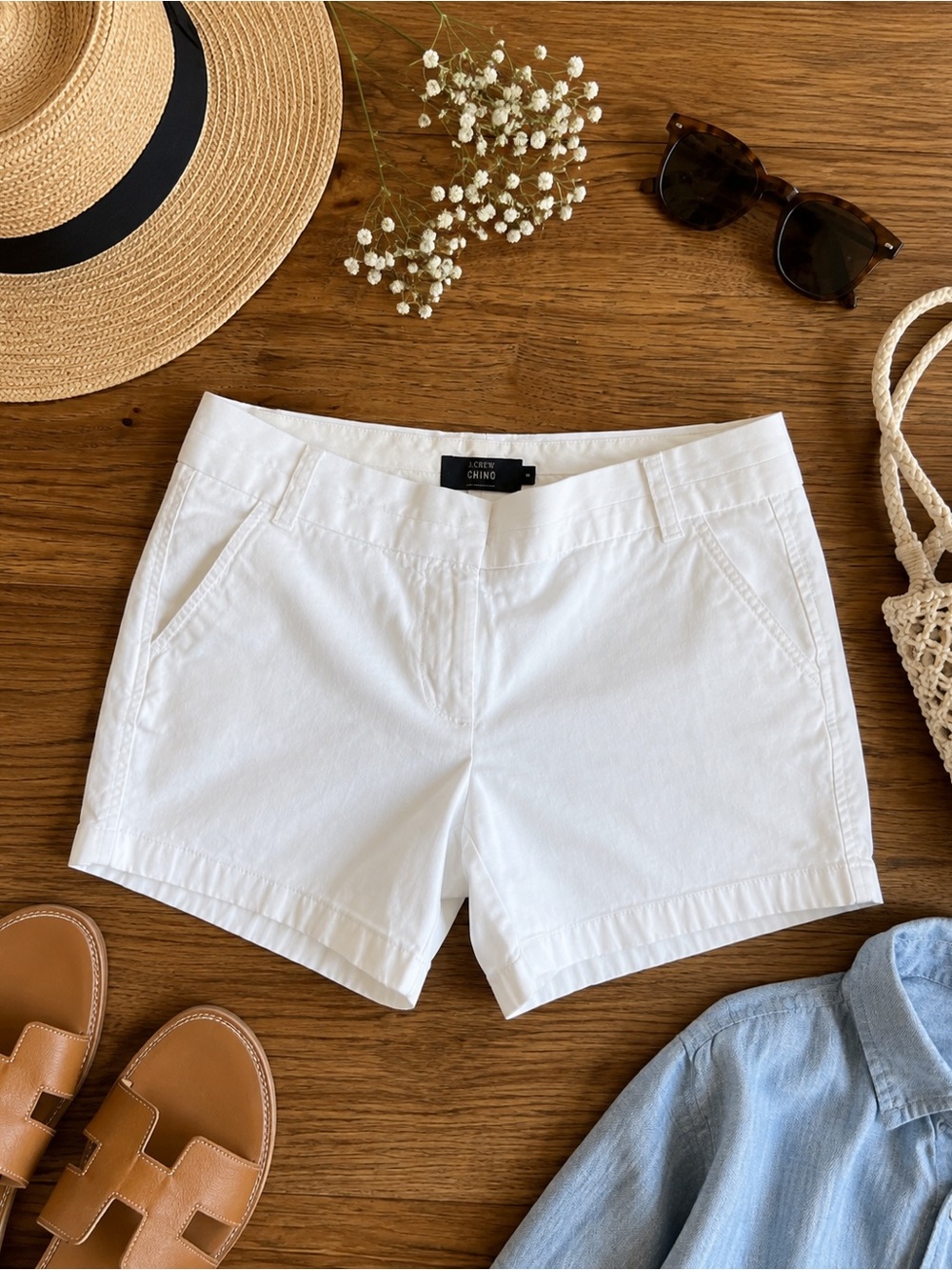 J. Crew White 100% Cotton Chino Shorts Size 8